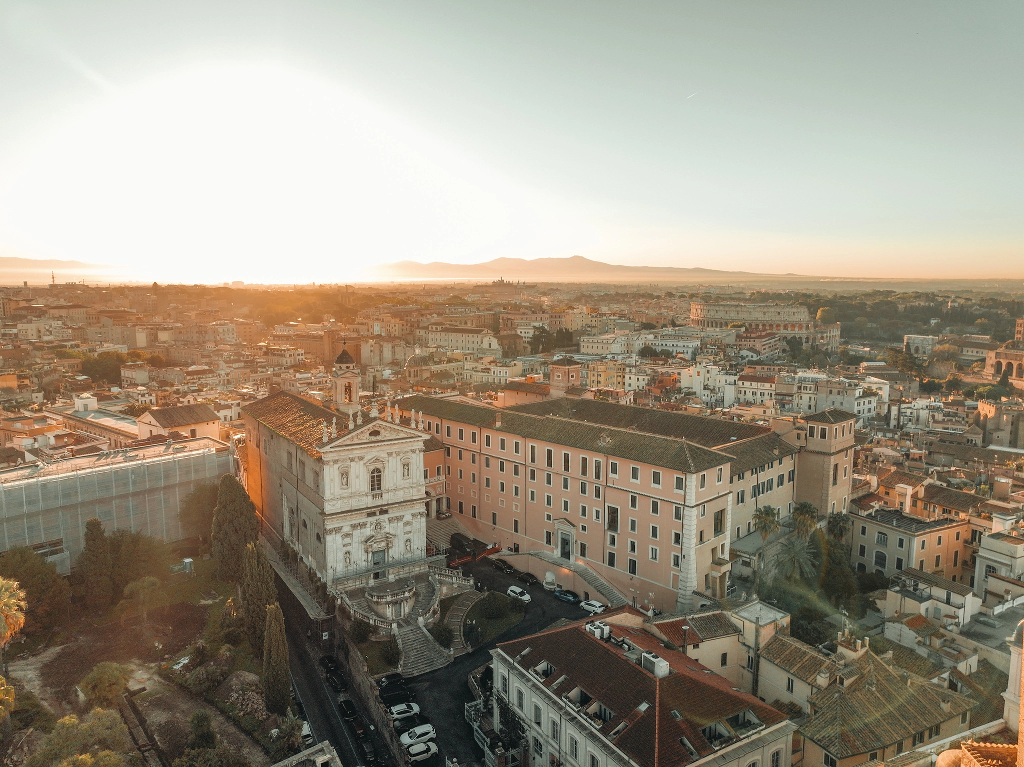Aerial view of Rome at sunrise